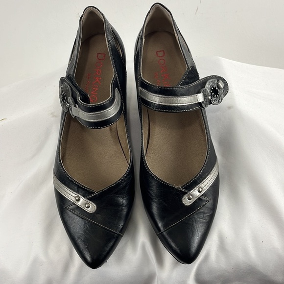 Fluchos Dorking Elegant Black & Gray Mary Janes Women's Heels Shoes Size 7 - Picture 2 of 9